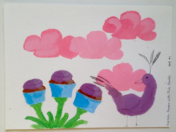 cupcake flowers with pink clouds